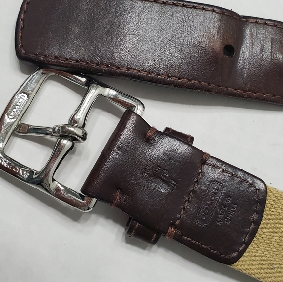 Vintage COACH Leather Canvas Belt - Picture 2 of 3